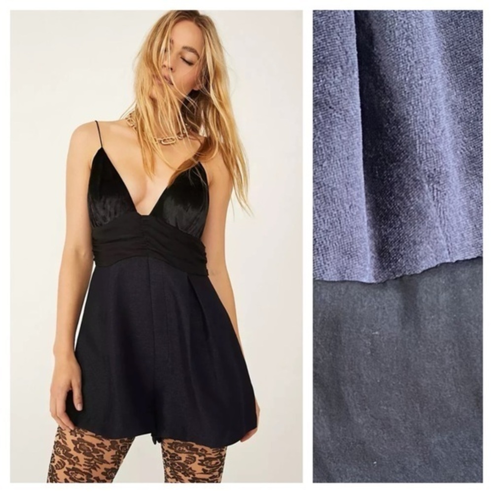 Free People Black Blue Sylkie Romper 12